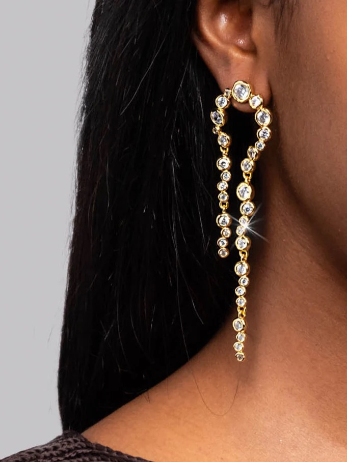 Alexis Bittar Asterales Gold Arched Long Earrings